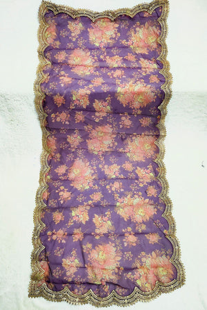 Purple Printed Art Silk Dupatta (ACA9475)