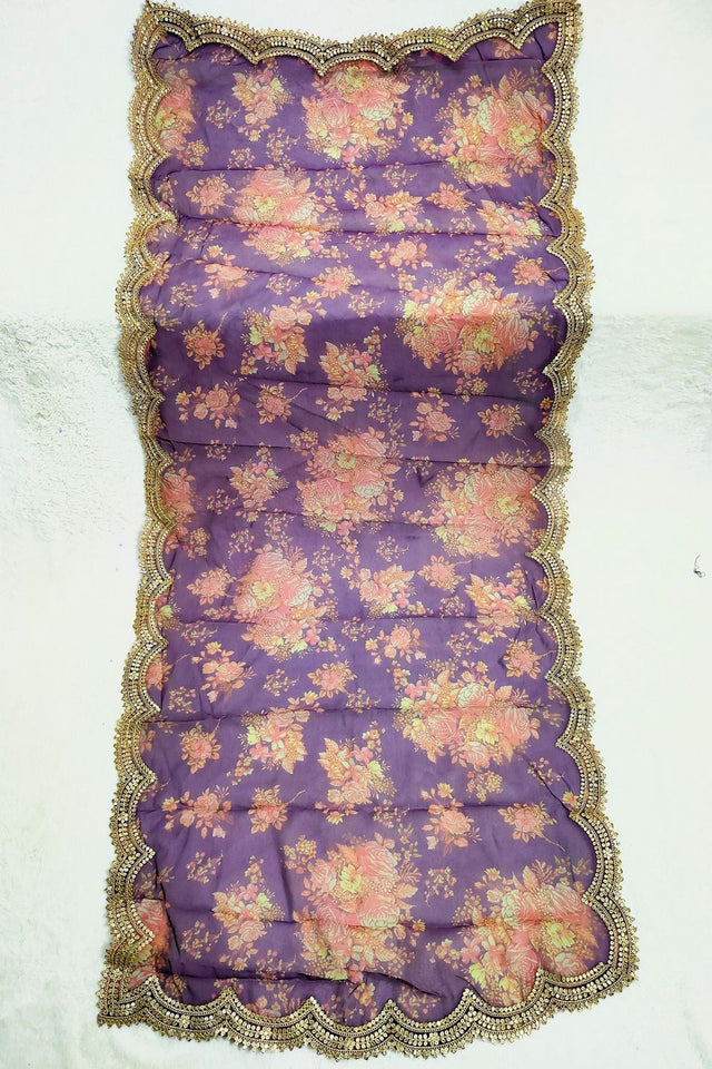 Purple Printed Art Silk Dupatta (ACA9475)