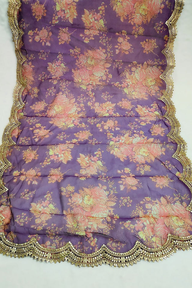 Purple Printed Art Silk Dupatta (ACA9475)