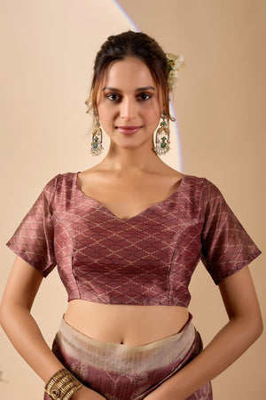 Rust Printed Silk Ready to Wear Saree (ACA9488)