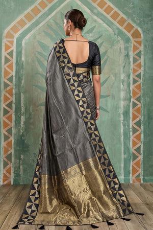Black Woven Art Silk Saree (ACA9499)