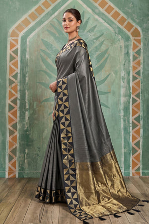 Black Woven Art Silk Saree (ACA9499)