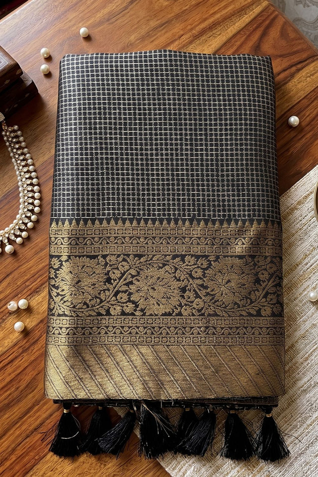 Black Woven Art Silk Saree (ACA9499)
