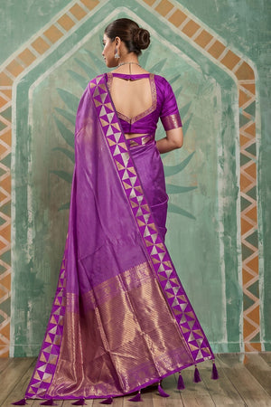 Purple Woven Art Silk Saree (ACA9500)