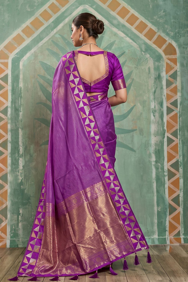 Purple Woven Art Silk Saree (ACA9500)