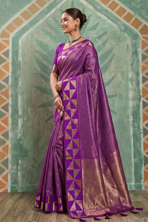 Purple Woven Art Silk Saree (ACA9500)
