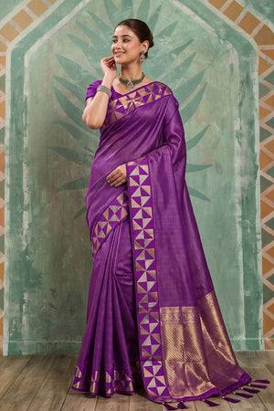 Purple Woven Art Silk Saree (ACA9500)