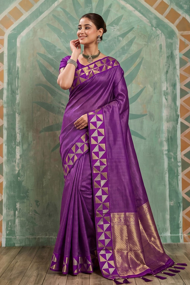 Purple Woven Art Silk Saree (ACA9500)