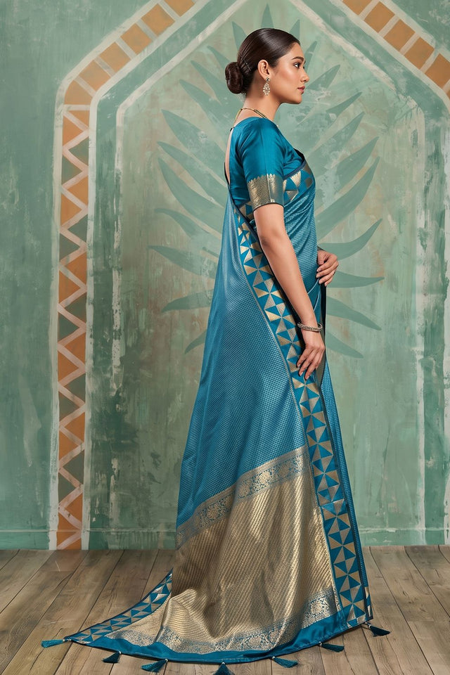 Turquoise Woven Art Silk Saree (ACA9501)