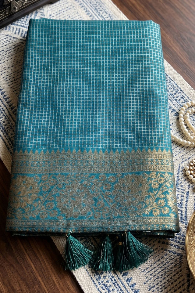 Turquoise Woven Art Silk Saree (ACA9501)