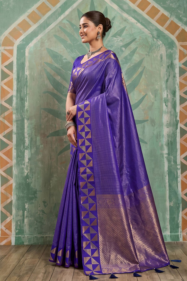 Violet Woven Art Silk Saree (ACA9502)