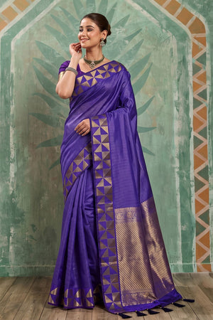 Violet Woven Art Silk Saree (ACA9502)