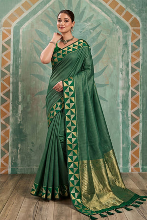 Green Woven Art Silk Saree (ACA9503)