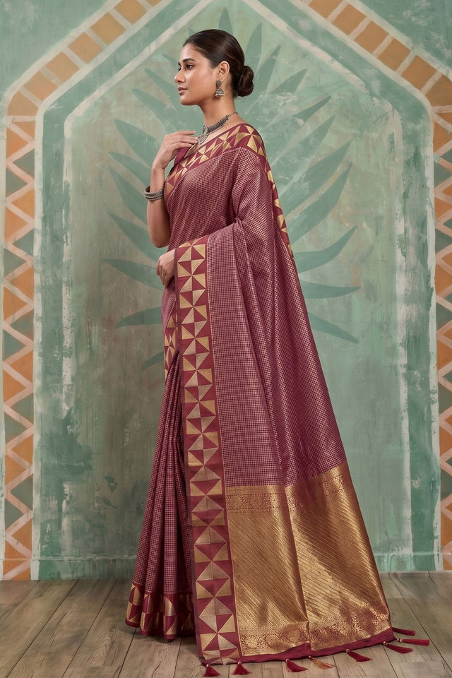 Maroon Woven Art Silk Saree (ACA9504)