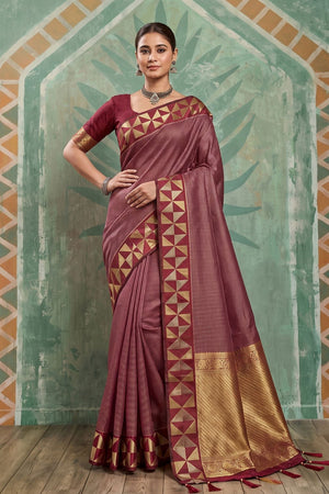 Maroon Woven Art Silk Saree (ACA9504)