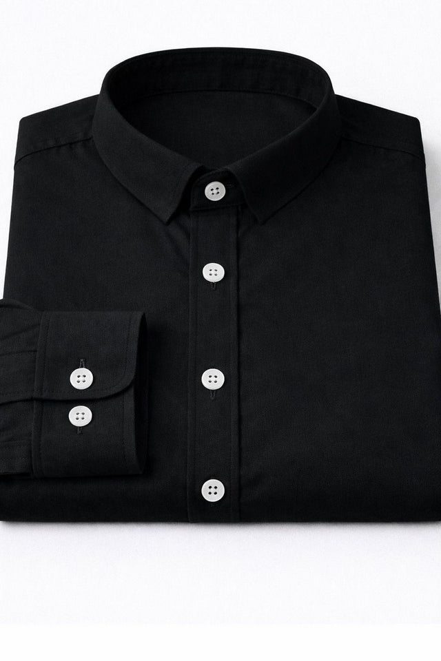Mens Black Solid Cotton Blend Shirt (ACA9512)