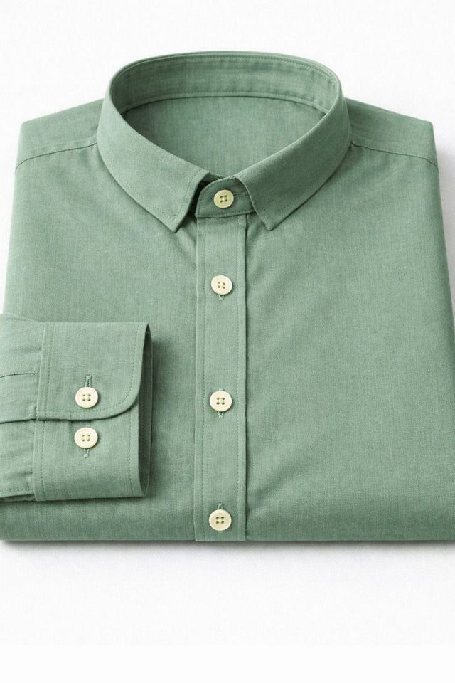 Mens Green Solid Cotton Blend Shirt (ACA9516)