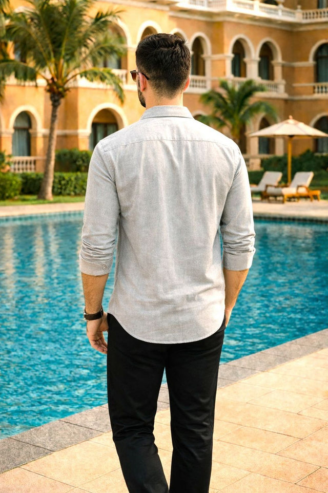 Mens Grey Solid Cotton Blend Shirt (ACA9518)