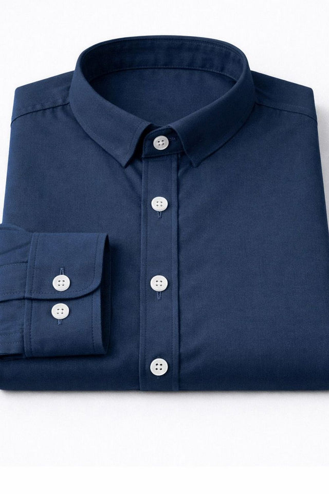 Mens Blue Solid Cotton Blend Shirt (ACA9519)