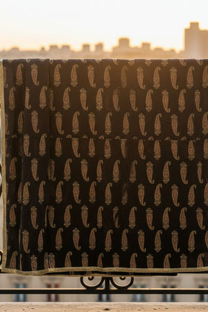 Black Printed Cotton Dupatta (ACA9521)