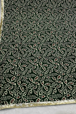 Green Printed Cotton Dupatta (ACA9522)
