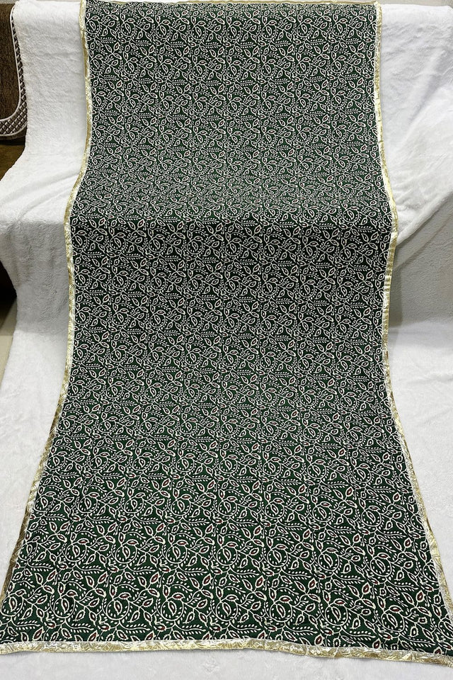Green Printed Cotton Dupatta (ACA9522)