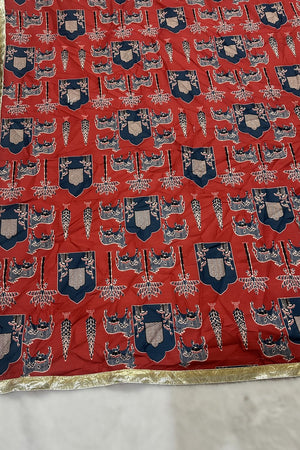 Red Printed Cotton Dupatta (ACA9524)