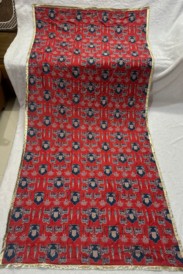 Red Printed Cotton Dupatta (ACA9524)
