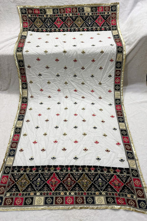 White Printed Cotton Dupatta (ACA9525)