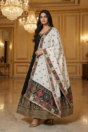 White Printed Cotton Dupatta (ACA9525)