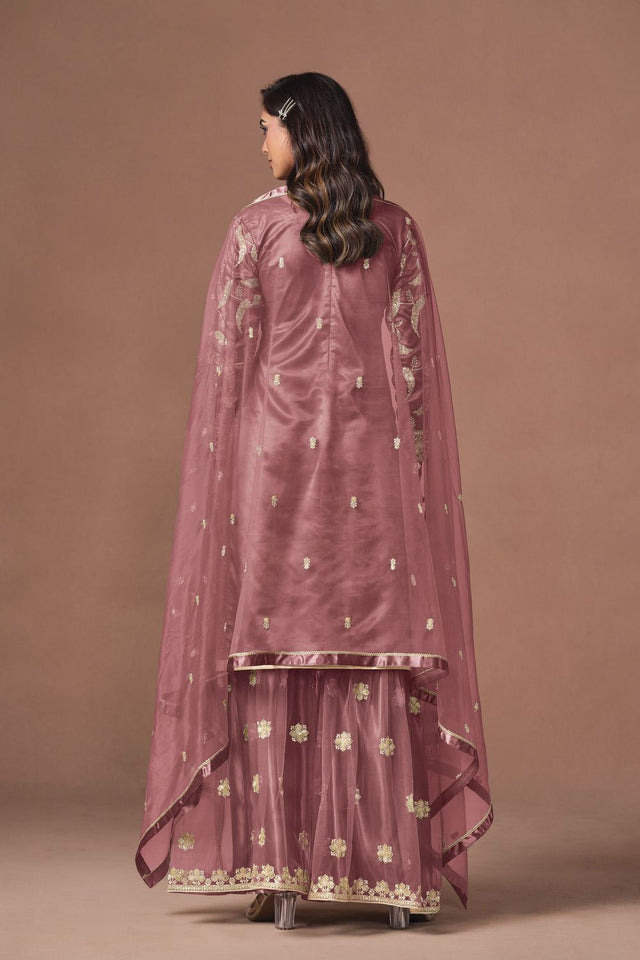 Pink Embroidered Net Lehenga (ACA9566)