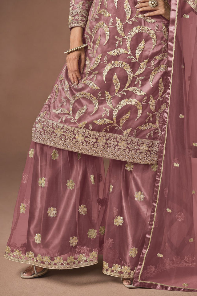 Pink Embroidered Net Lehenga (ACA9566)