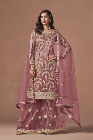 Pink Embroidered Net Lehenga (ACA9566)
