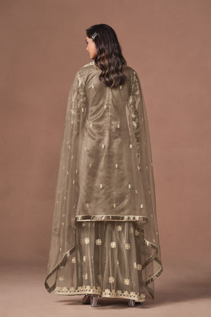 Grey Embroidered Net Lehenga (ACA9568)