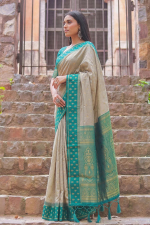 Brown Woven Cotton Saree (ACA9571)