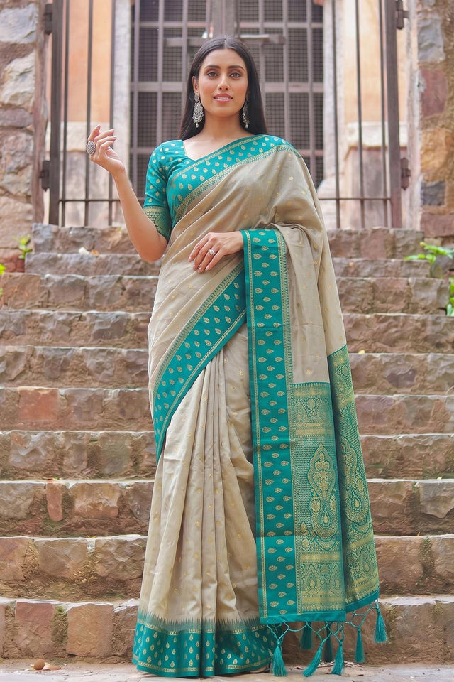 Brown Woven Cotton Saree (ACA9571)