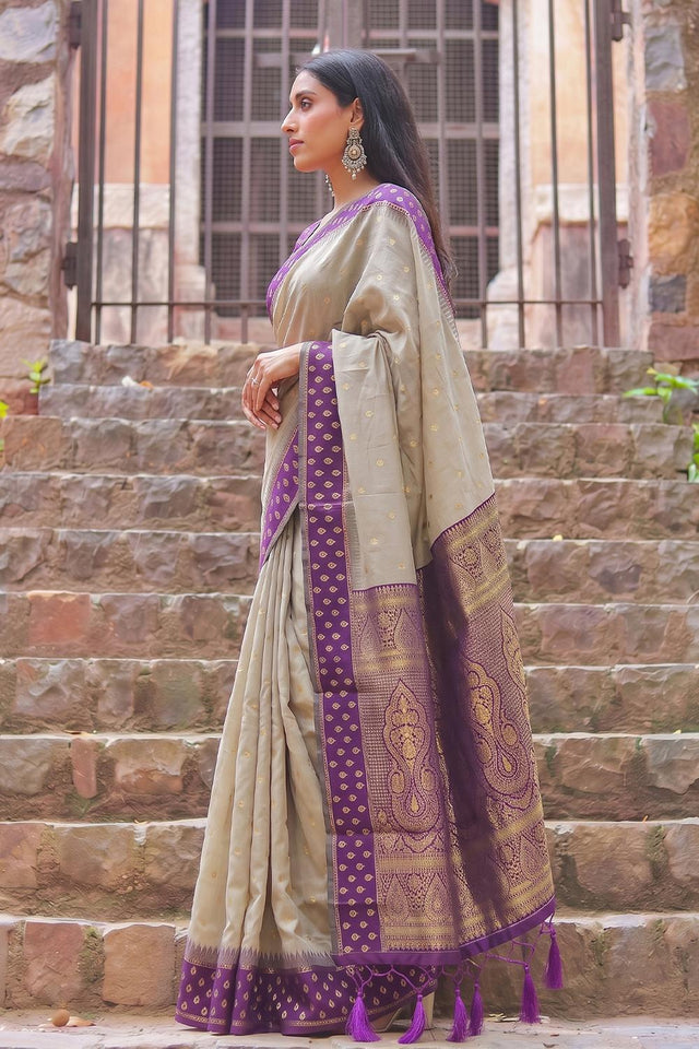 Brown Woven Cotton Saree (ACA9572)