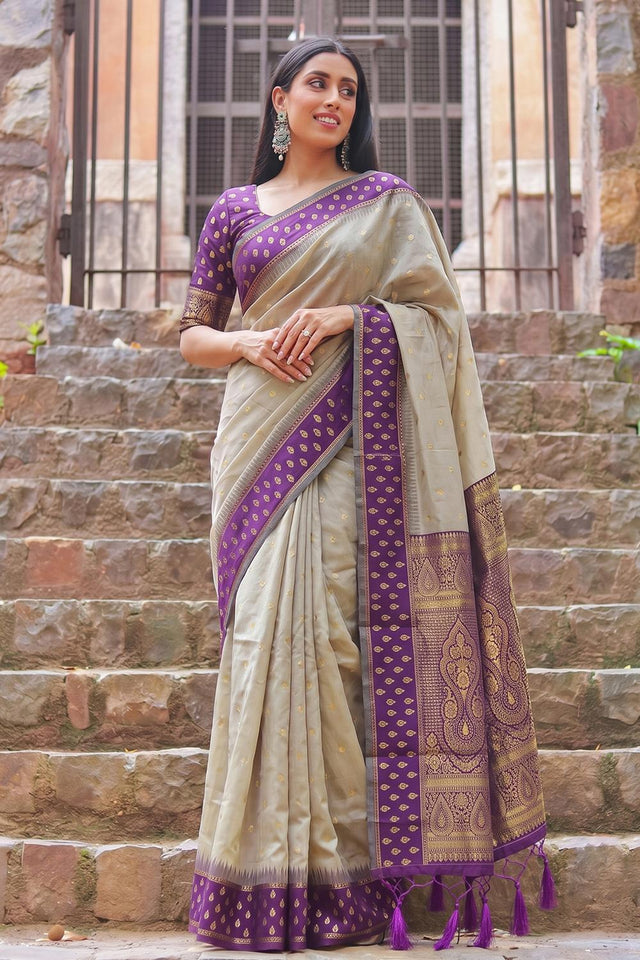 Brown Woven Cotton Saree (ACA9572)