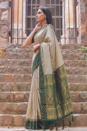 Brown Woven Cotton Saree (ACA9573)