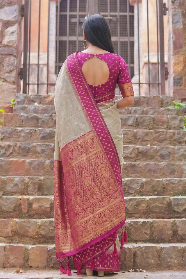Brown Woven Cotton Saree (ACA9574)