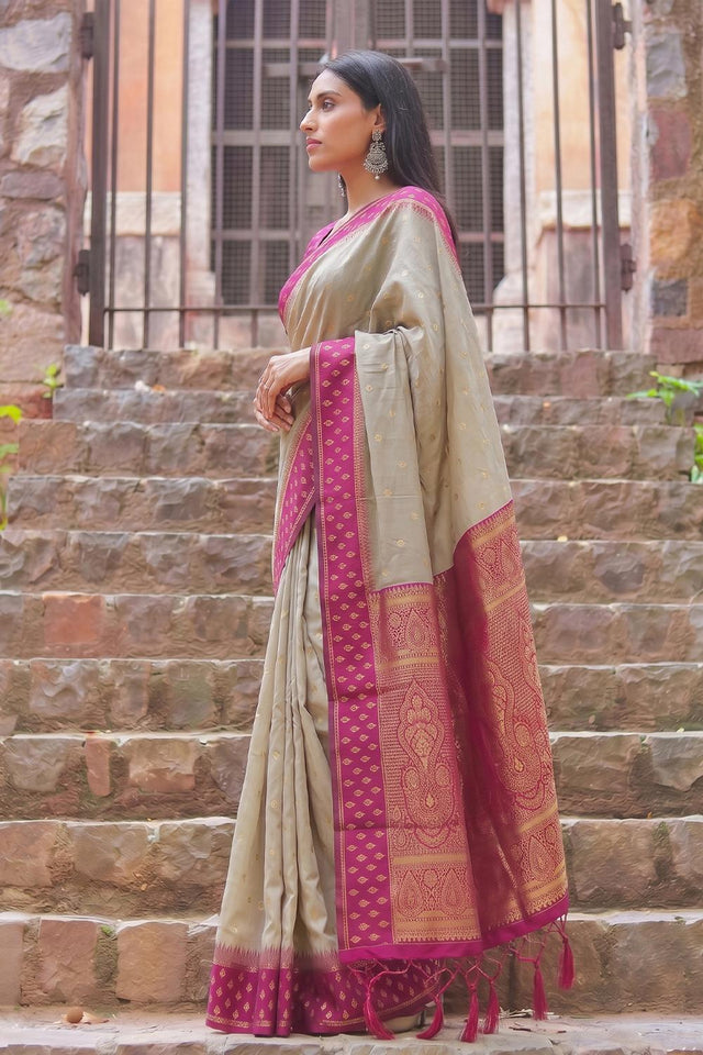 Brown Woven Cotton Saree (ACA9574)