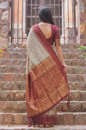 Brown Woven Cotton Saree (ACA9575)