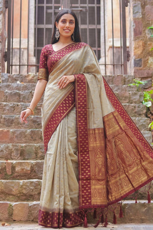 Brown Woven Cotton Saree (ACA9575)
