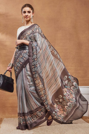 Multi Color Printed Silk Blend Ready to Wear Saree (ACA9577)