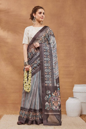 Multi Color Printed Silk Blend Ready to Wear Saree (ACA9577)
