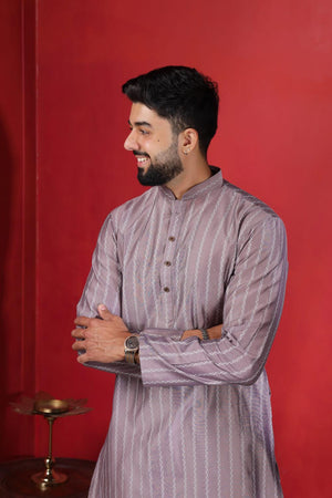 Mens Pink Woven Cotton Kurta Set (ACA9612)
