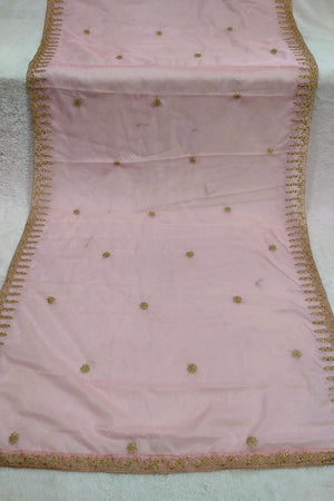 Light Pink Embroidered Organza Dupatta (ACA9644)