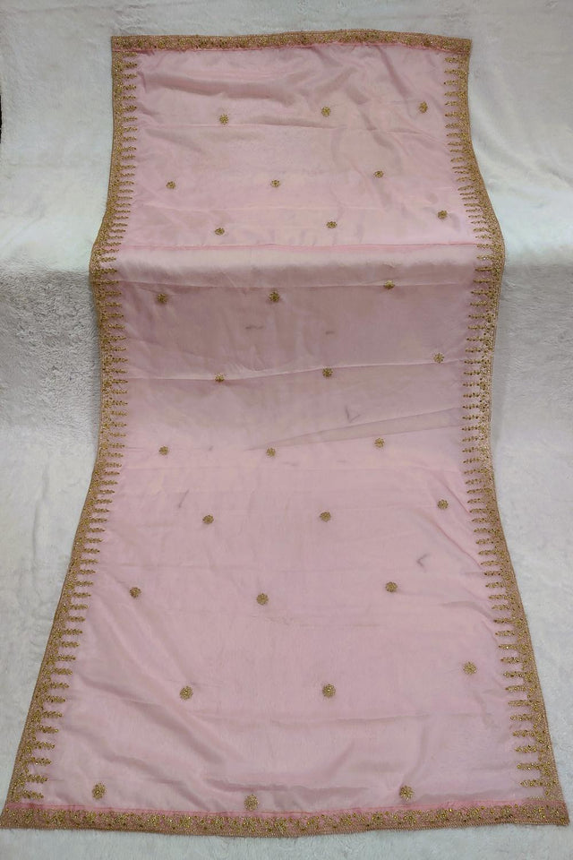 Light Pink Embroidered Organza Dupatta (ACA9644)
