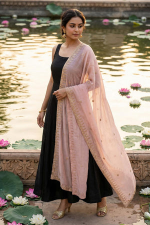 Light Pink Embroidered Organza Dupatta (ACA9644)