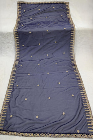 Blue Embroidered Organza Dupatta (ACA9645)